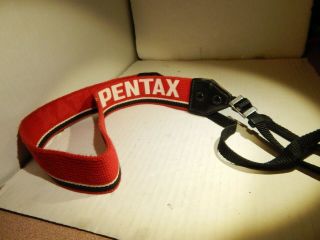Vintage Pentax Camera Strap White Logo On Red - Shape