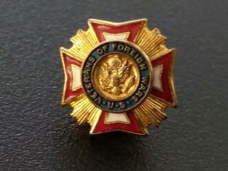 Vintage Veterans Of Foreign Wars Us Enamel Lapel Hat Pin
