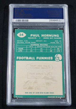 PAUL HORNUNG Signed 1960 TOPPS Football Card 54 Green Bay PACKERS - PSA Slabbed 2