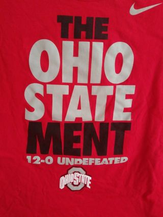 Nike The Ohio State Men 12 - 0 Undefeated Red T Shirt Large.