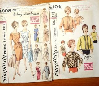 Set Of 2 Vintage Sewing Patterns Simplicity Misses/juniors Size 12 Bust 32