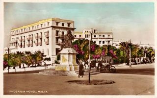 Vintage Real Photo Postcard,  Phoenicia Hotel Malta,  Posted 1955