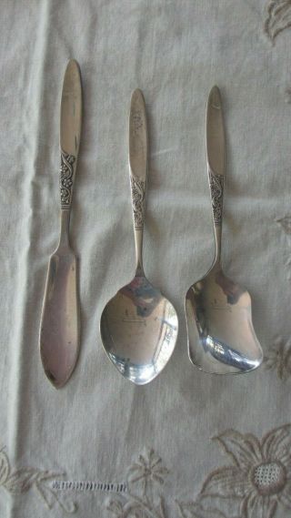 Vintage Grosvenor Christine Silver Plated Sugar,  Jam Spoons & Butter Knife