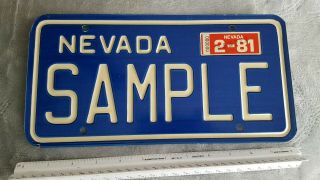 Vintage Nevada Sample License Plate " Sample " 1981