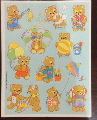 Vintage 1980s Hallmark Bear Stickers 5 Sheets 1983 1984 1985 1987
