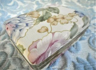 Vintage Floral Fabric Hard Shell Case Travel Hinged Organizer Small Jewelry Box