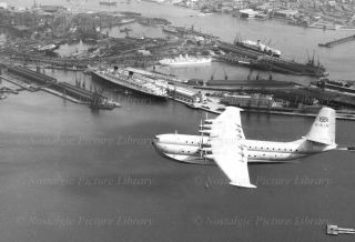 Photo Saunders Roe.  Princess Flying Boat In Flight View Over Southampton Docks