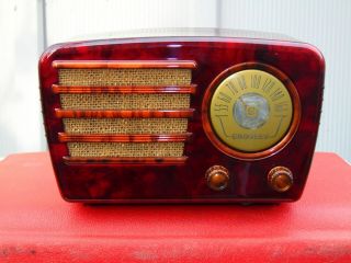 Cool Vintage Crosley 9 - 120 Bakelite Tube Radio With Swriled Catalin Colors