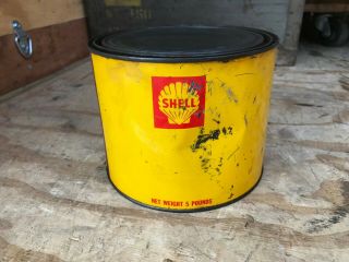 Rare Vintage Shell Grease 5 Lb Pound Can Lubricant Gas Oil Petro