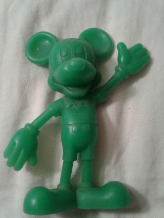 Vintage Walt Disney Mickey Mouse Marx Figure,  Plastic,  Green Color,  5 3/4 "
