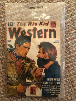 Rio Kid Western June 1942 - Very Scarce Golden Age Pulp - Awesome Cover Vintage