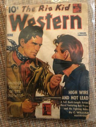 RIO KID WESTERN June 1942 - VERY SCARCE GOLDEN AGE PULP - AWESOME COVER Vintage 2