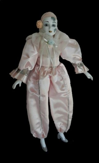 Vintage 15” Harlequin Bisque/porcelain Doll Pink Fine