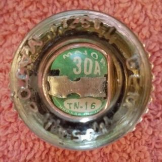 Vintage Glass Electric Screw Plug Fuse Gem Brand Major 125v Tn - 16 30a
