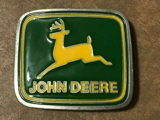 Vintage John Deere Pewter & Enamel Belt Buckle By Paul Frank Usa Made