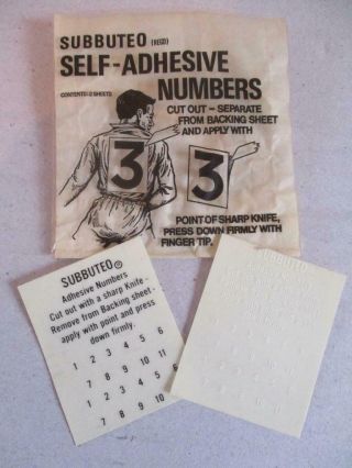 Vintage Official Subbuteo Player Number Transfers No 61206 Old Stock In Ovp