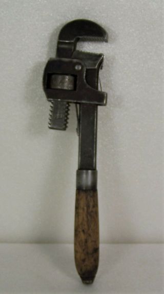 Vintage Hubbard 14 Pipe Wrench With Wooden Handle