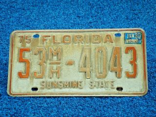 Florida 1975 License Plate 53mh - 4043 Charlotte County Fl Mobile Home