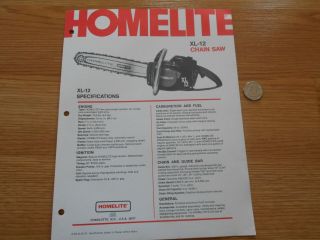 Vintage 1970s? Homelite Brochure Chainsaw Xl 12 54cc Saw 16 - 24 " Bar Power Tip