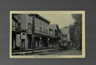 Vintage Postcard Bw Main Street Scene Chenango Forks Ny 1926 Broome Co Old Signs