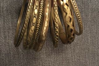 Vintage Brass Cuff Bangle Bracelet Set of 7 2