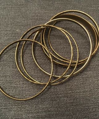 Vintage Brass Cuff Bangle Bracelet Set of 7 3