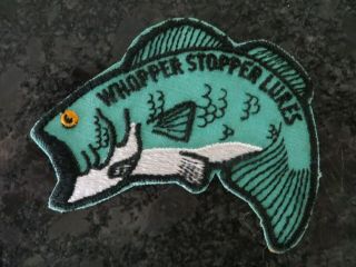 Vintage Whopper Stopper Lures Fishing Patch - 4 X 2 1/2 Inch
