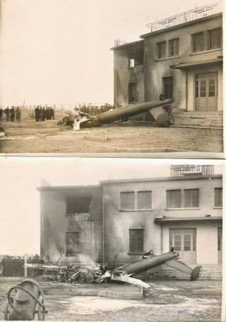 Two Very Rare Photographs Of An Early Unknown Crashed Aircraft