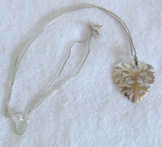 Sweet Vintage Signed 925 Sterling Silver Heart Pendant P.  R.  Ex 925 Chain