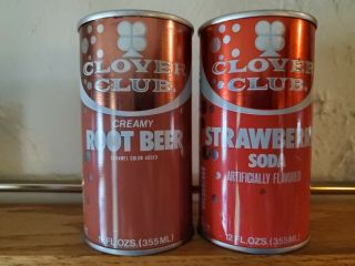 2 Vintage Clover Club Soda Cans