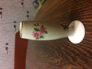 Vintage Lord Nelson Pottery Pink Flowers Hand Crafted 5 " Bud Vase