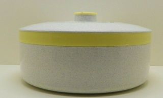Vintage 70’s Cornish Therm - O Serving Bowl Yellow And Speckled White And Gray