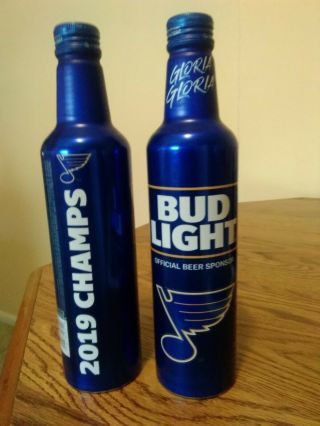 2 St Louis Blues 2019 Stanley Cup Champion Bud Light Gloria Edition Bottle