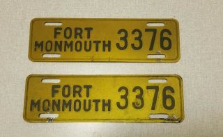 Fort Monmouth Army Signal Corps Jersey License Plate Topper Matching Set Ww2