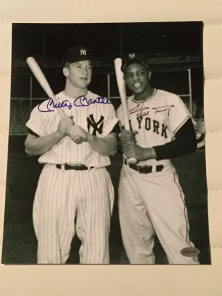 Mickey Mantle / Willie Mays Signed 8x10 Photo.  Certified