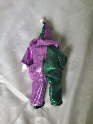 Vintage Porcelain Clown Jester Harlequin Doll Figure Purple and Green 3