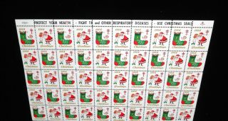 1964 Vintage American Lung Assoc.  Christmas Seals Stamps Santa Claus Mid Century