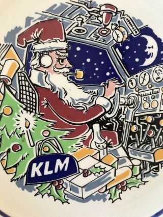 Klm Royal Dutch Airlines Santa In Cockpit Holiday Christmas Plate Rare