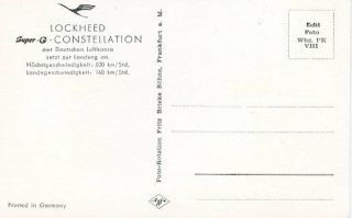 Airline Issue ? Postcard Lufthansa Constellation 2