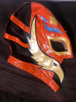 Wwe Rey Mysterio Youth Size Orange With Yellow And Blue Mask Wwe Authentic