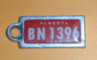 1960 Alberta War Amps Keychain Tag Miniature License Plate