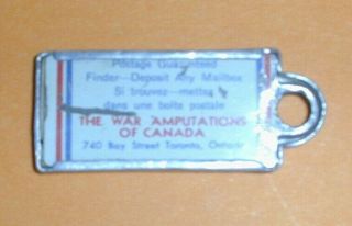 1960 Alberta War Amps Keychain Tag Miniature License Plate 2