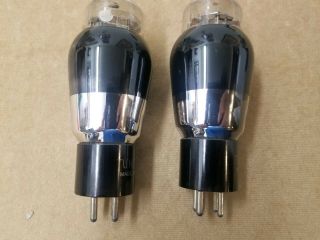 Two,  Tung Sol USA,  2A3,  pair,  dual flat plate,  wartime,  2A3 tubes tube 3