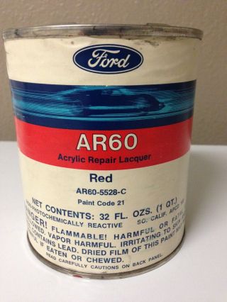 Vintage 1978 Ford Mercury Ar60 Red Acrylic Repair Lacquer Code 21 Paint Liquid