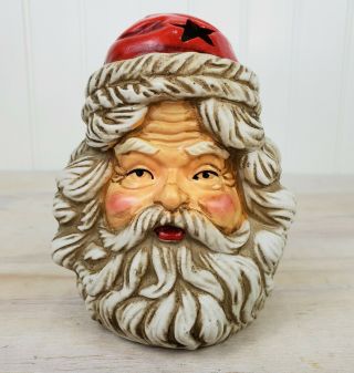 Vintage Christmas Santa Claus Head Tea Light Holder Ceramic