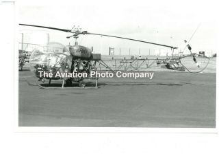 Aac 663 Squadron Sioux Ah.  1 Xt213 At Woolsington (1977) Vintage Photograph