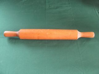 Vtg Rustic Hand Turned One Piece Solid Wooden Rolling Pin 16 "