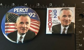 H - Two (2) Vintage Ross Perot For President ’92 Political Campaign Button
