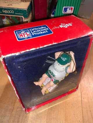 Russ NFL Jets Christmas Ornament,  Santa in Lounge Chair 3