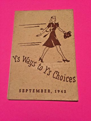 Vintage St Louis Mo Ymca,  September 1942 War Time,  Activity Booklet.  Neat